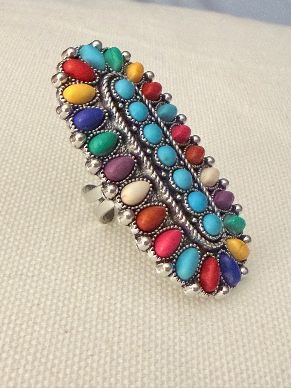 Multicolor Teardrop Sterling-Style Statement Ring - Women Jewelry